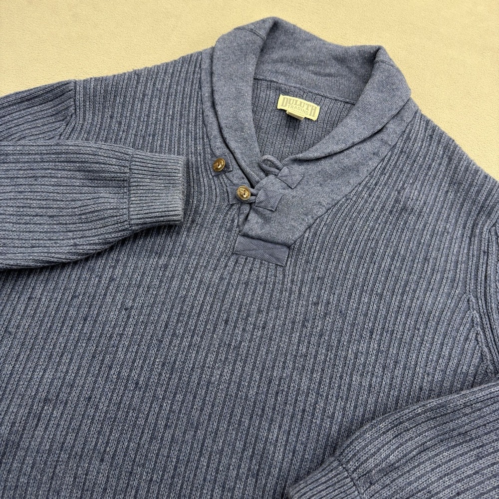 Duluth Trading Co Men's 2XL Shawl Collar Cable Knit Infantry Wool Blend Sweater